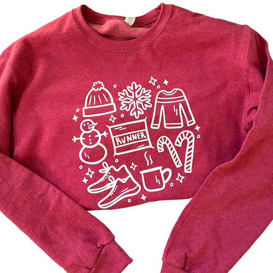 Heather Red Holiday Runner Crew Neck
