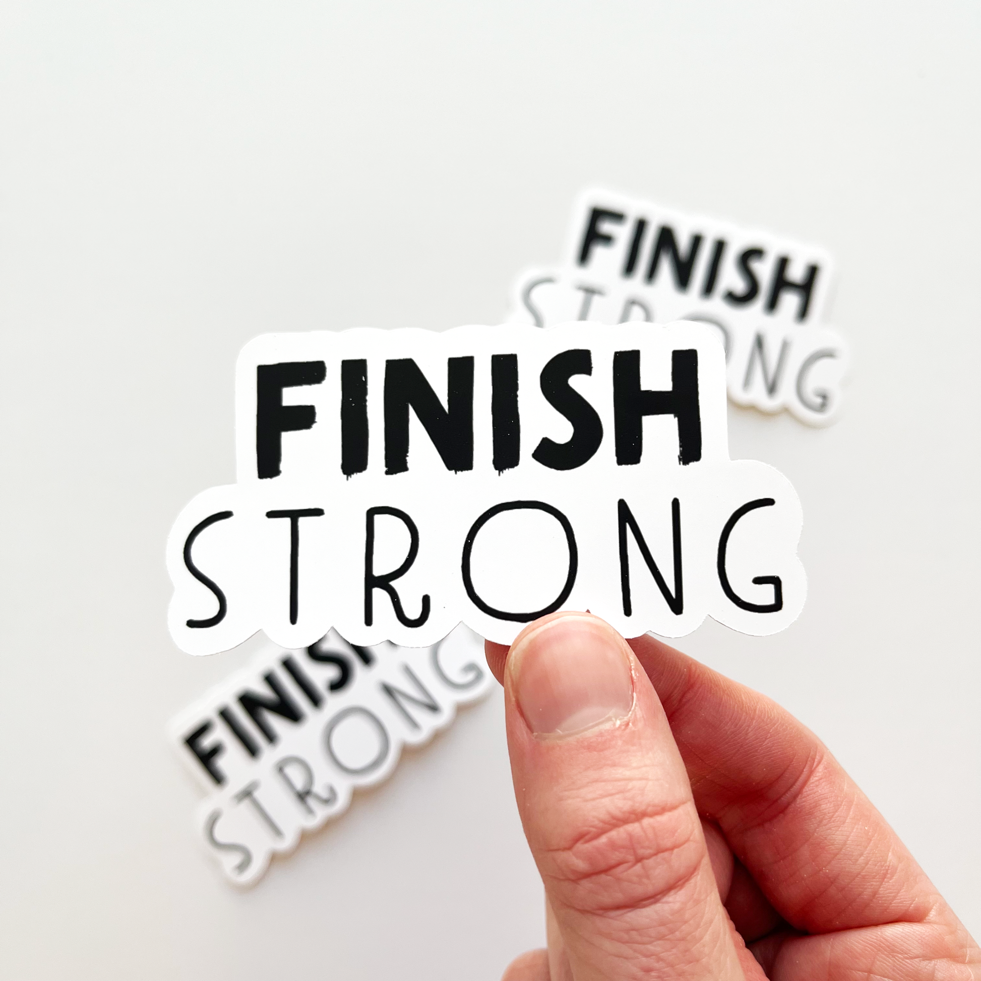 Finish strong black and white sticker