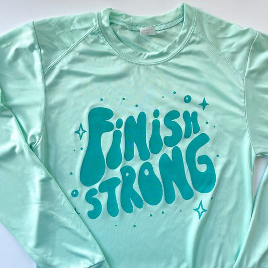 finish strong long sleeve in teal