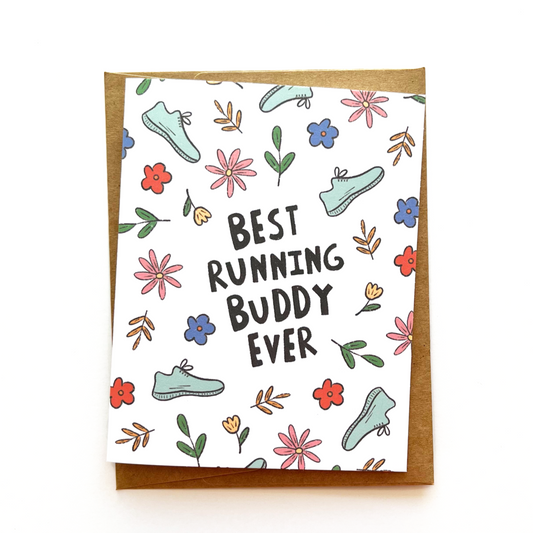 Floral Best Running Buddy Ever Card