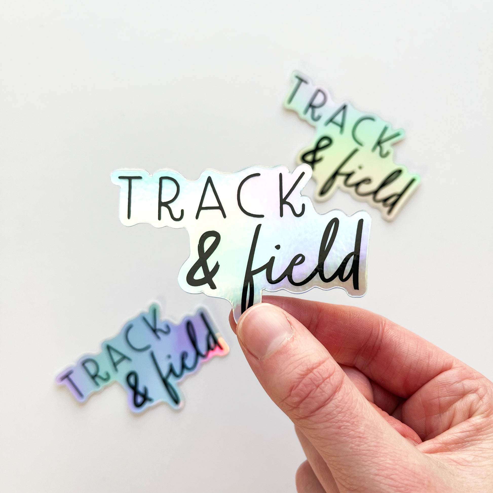 Holographic track and field sticker
