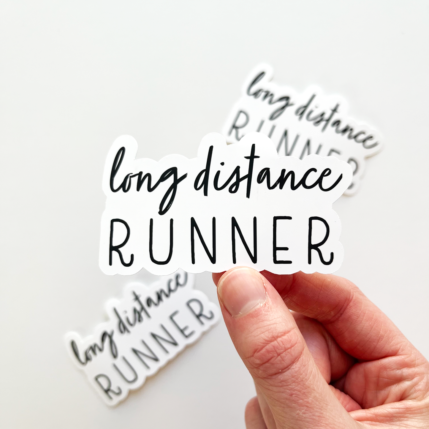 Long distance runner sticker in black and white