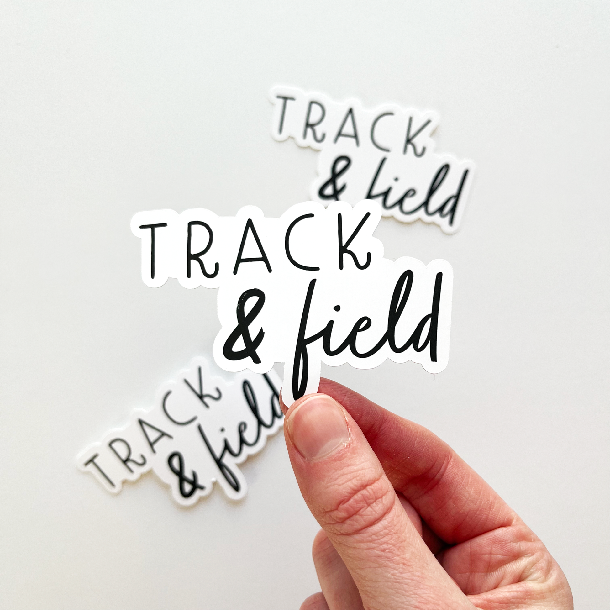 track and field sticker in black and white