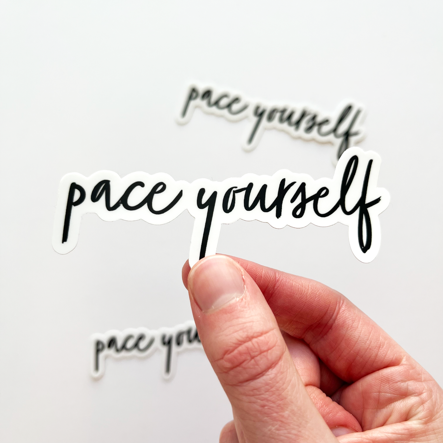 Pace yourself sticker in black and white